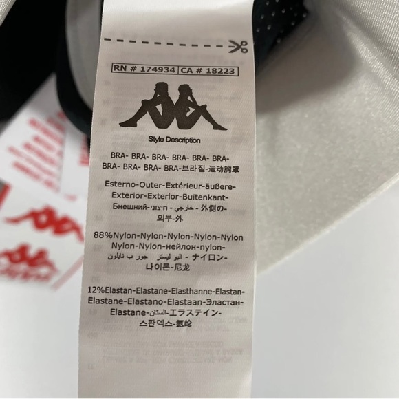 KAPPA Authentic Race Catim Women Size XL Sports Bra White Yellow Black NEW - Picture 6 of 6